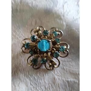 VINTAGE 1950'S EP YELLOW GOLDTONE  ENAMEL  IMMACULATE CONCEPTION BROOCH Pin